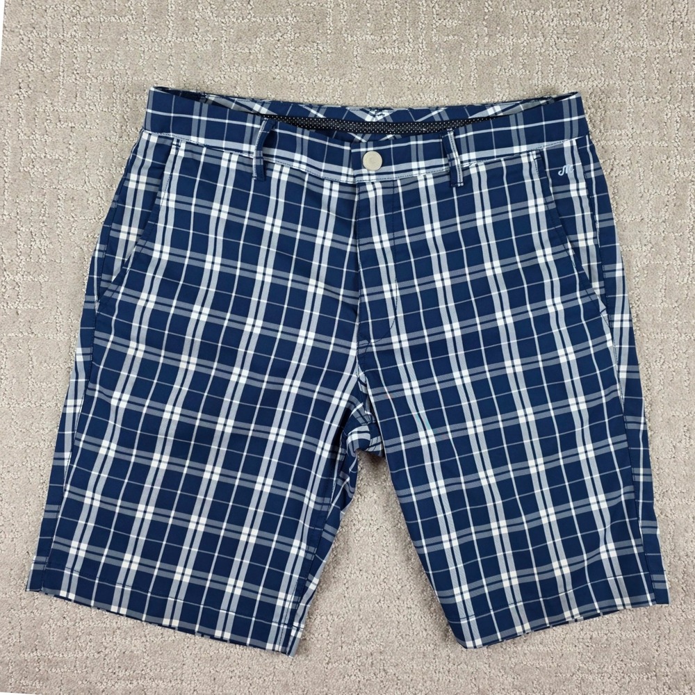 Maide Bonobos Mens Golf‎ Shorts 32 Navy Blue White Plaid Performance Pockets
